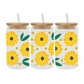 UV DTF Cup Wraps – 6 Sheets for 16oz Glass Cups, Decals & Craft Supplies (Flower B)